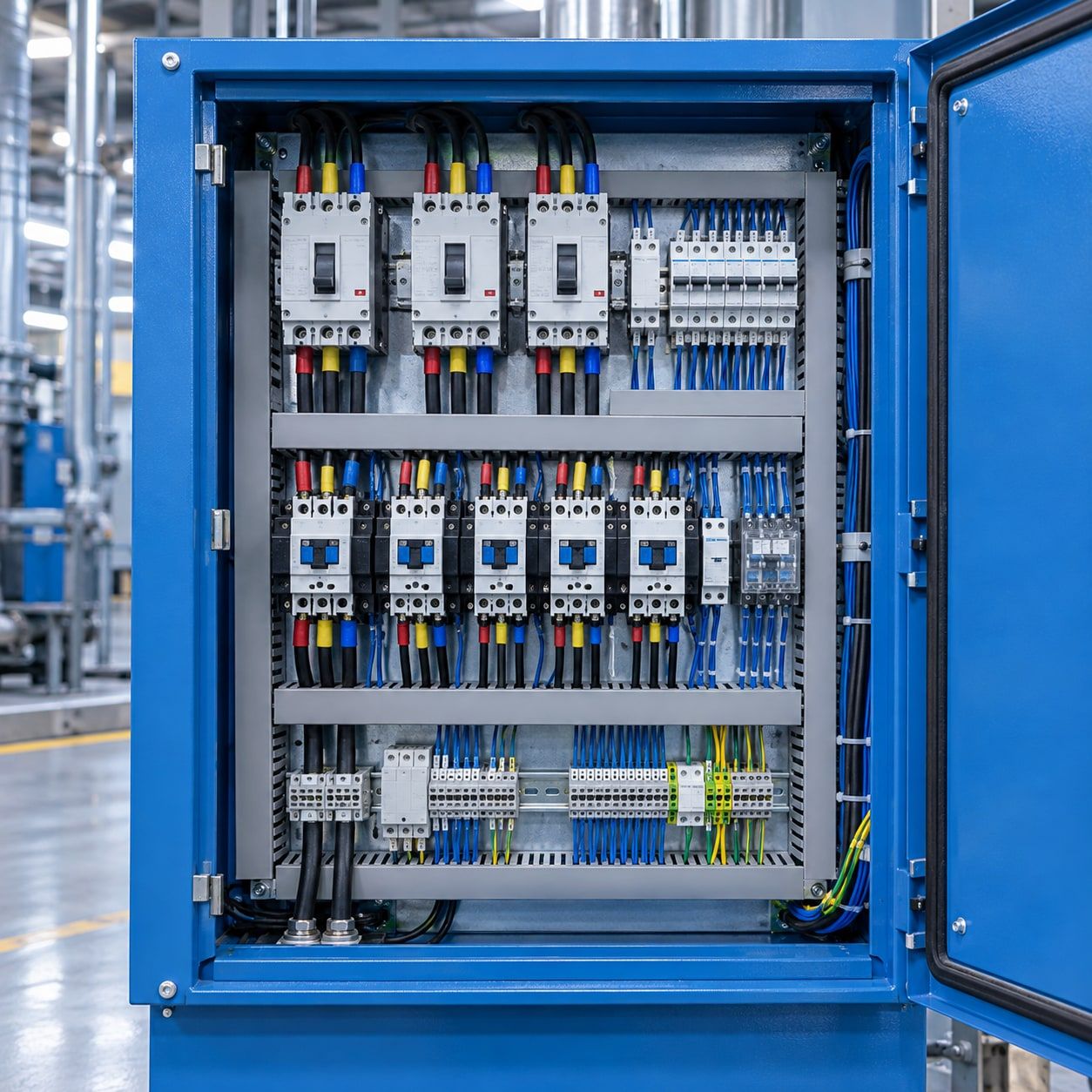 Tablero eléctrico de distribución abierto